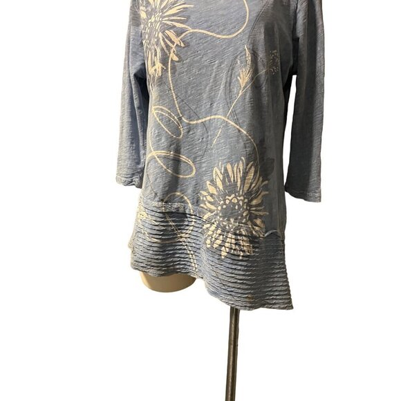 nwt small jess and jane blue asymetrical cotton 3/4 sleeve - Picture 3 of 8